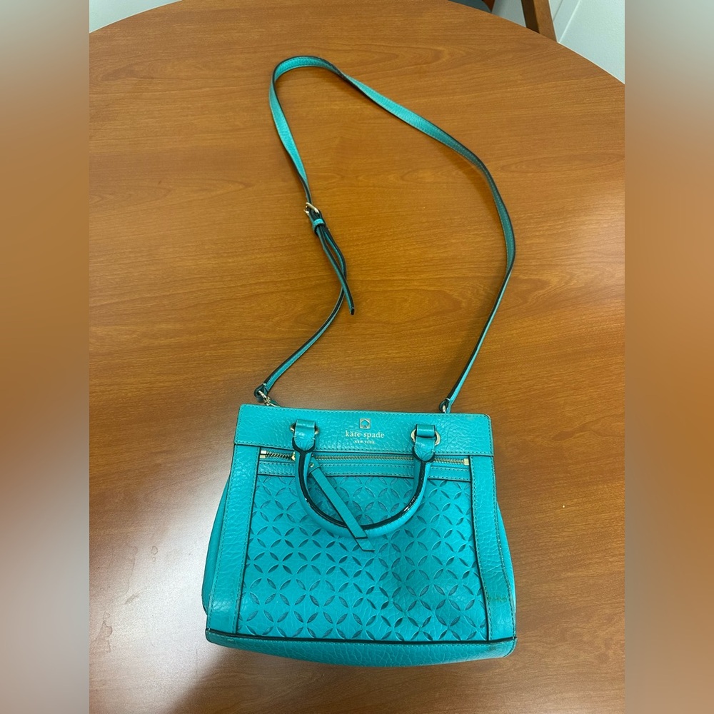Kate Spade Perri Lane Laser Cut Crossbody Bag in Teal